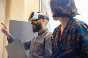 Man Wearing a Virtual Reality Headset