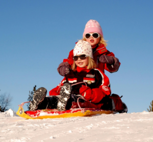 Two Girl's Playing on Snow
