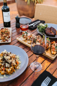 Foods on Drinks Served on Wooden Table
