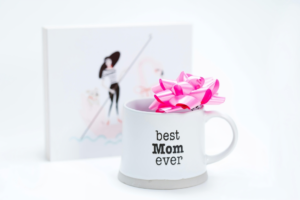 A White Mug with Pink Ribbon for Mother's Day Gift Idea