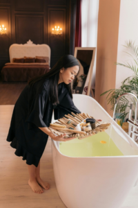 Woman Preparing Bath
