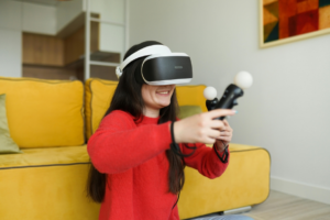 A Woman Playing Virtual Reality
