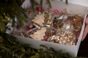 Close-Up Photo of Gingerbread Cookies in a Box
