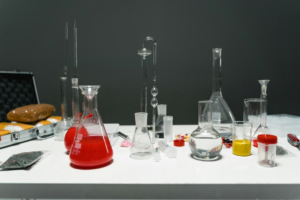 Laboratory Equipment on White Table
