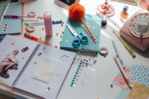 Art Materials on White Table