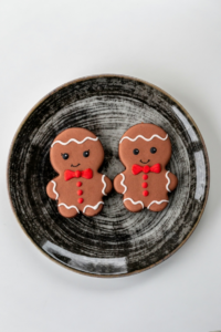 Gingerbread Cookies on Black Ceramic Plate
